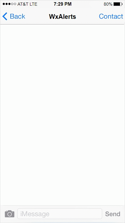 Animated iPhone sample WeatherTextAlert message